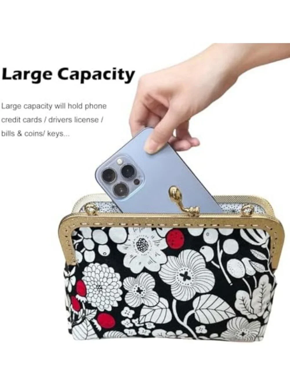 Handmade Cotton Cosmetic Pouch - Cute Kiss-Lock Design, Perfect for Travel